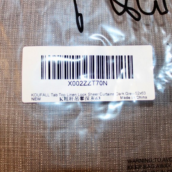 Grey Curtains 63 Inch Length for Bedroom 2 Panels Set Tab Top Canvas Cotton - Picture 7 of 7